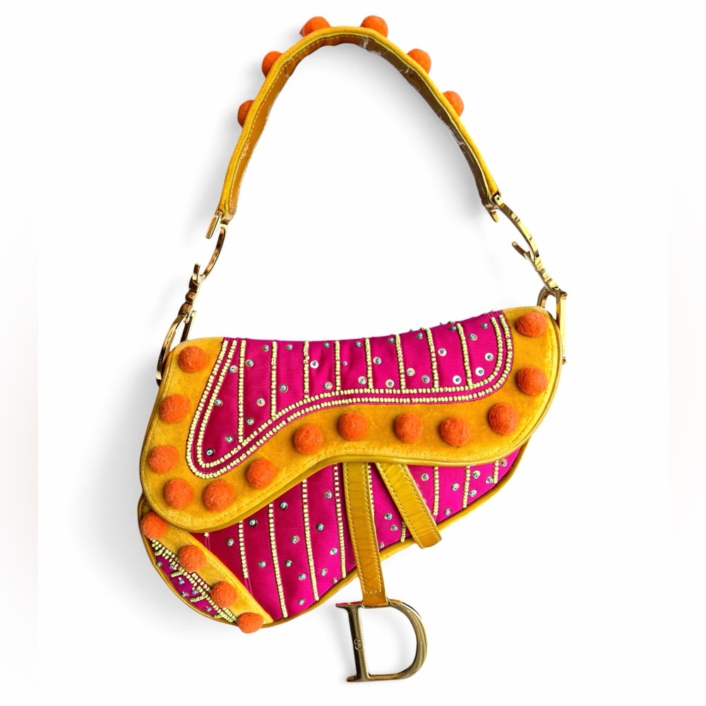 Vintage Christian Dior FW02 Pom Pom Saddle Bag — runway limited edition